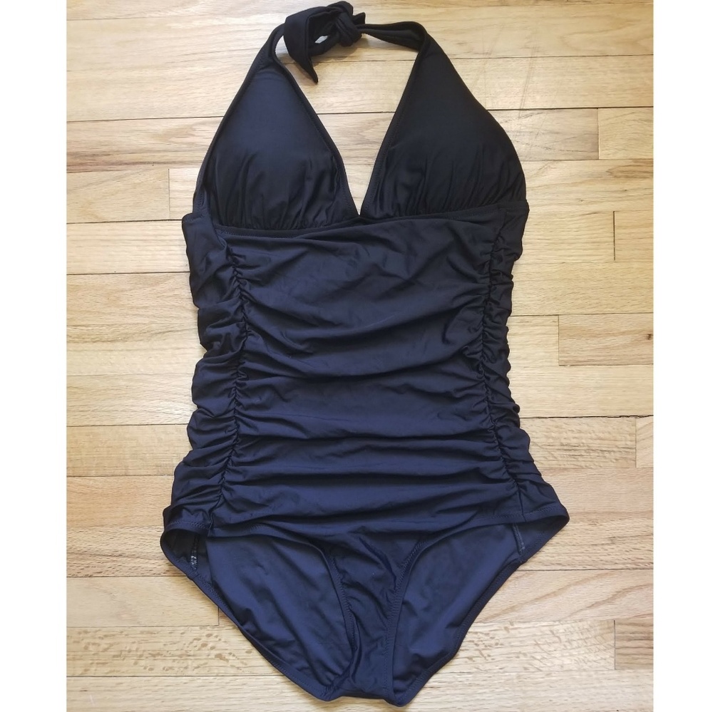 J Crew Ruched Halter One-piece Swimsuit
